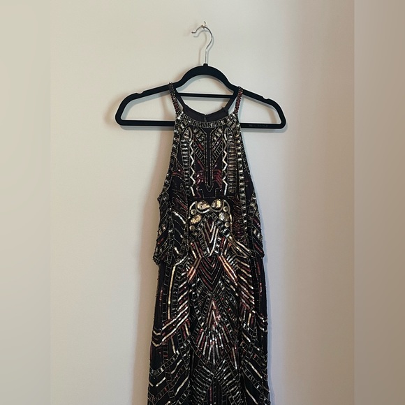 Beaded black gold and red size 6 Adrianna Papell Dress - Picture 1 of 5